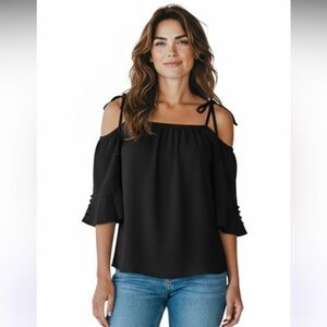 Black Cold Shoulder Top